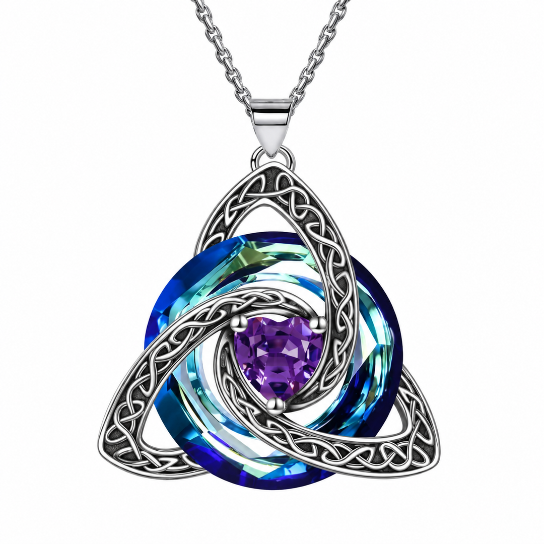 Trinity Knot Birthstone Heart Pendant