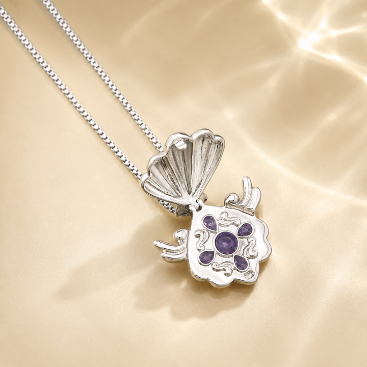 Colorful Gem Shell Flip-Open Necklace