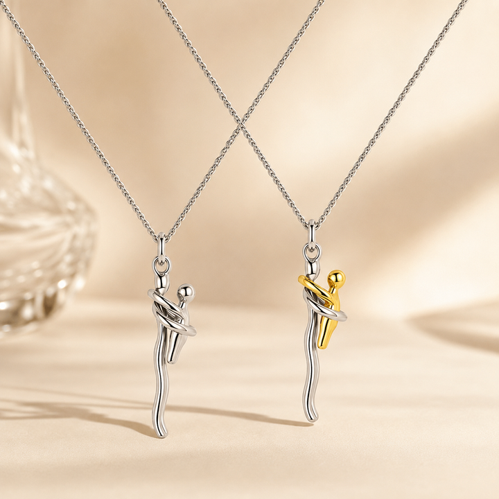 Abstract Mother and Child Embrace Necklace