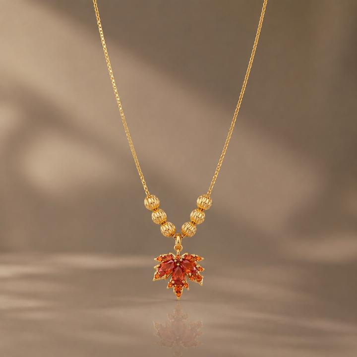 Red Crystal Maple Leaf Jewelry Set