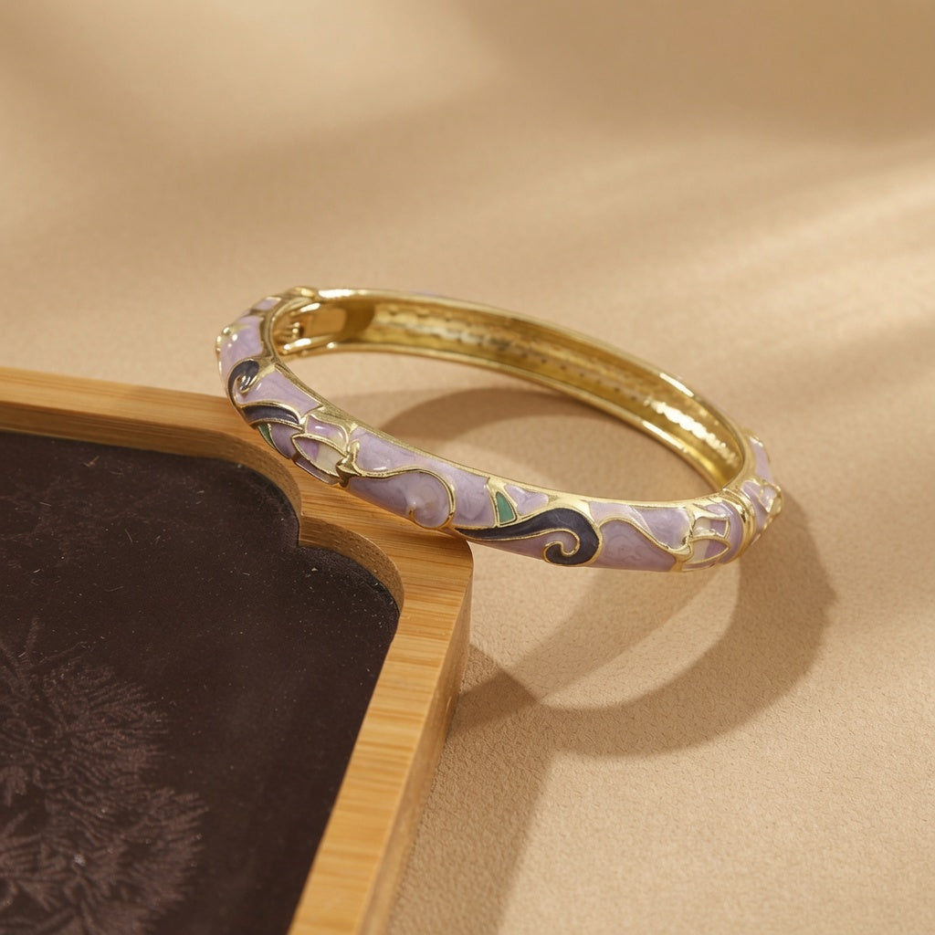 Vintage Enamel Floral Bangle