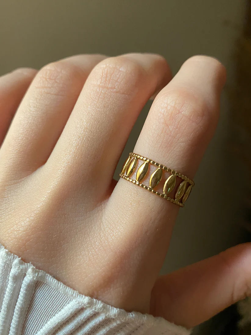 Geometric Gold Openwork Ring
