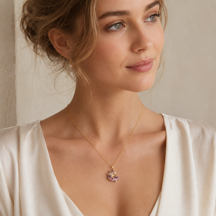 Bow Heart Pendant Necklace