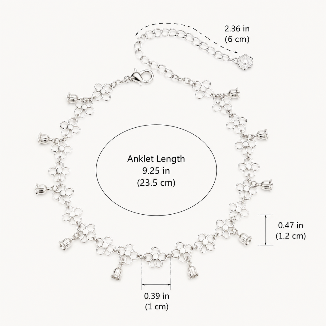 Floral Bell Charm Anklet