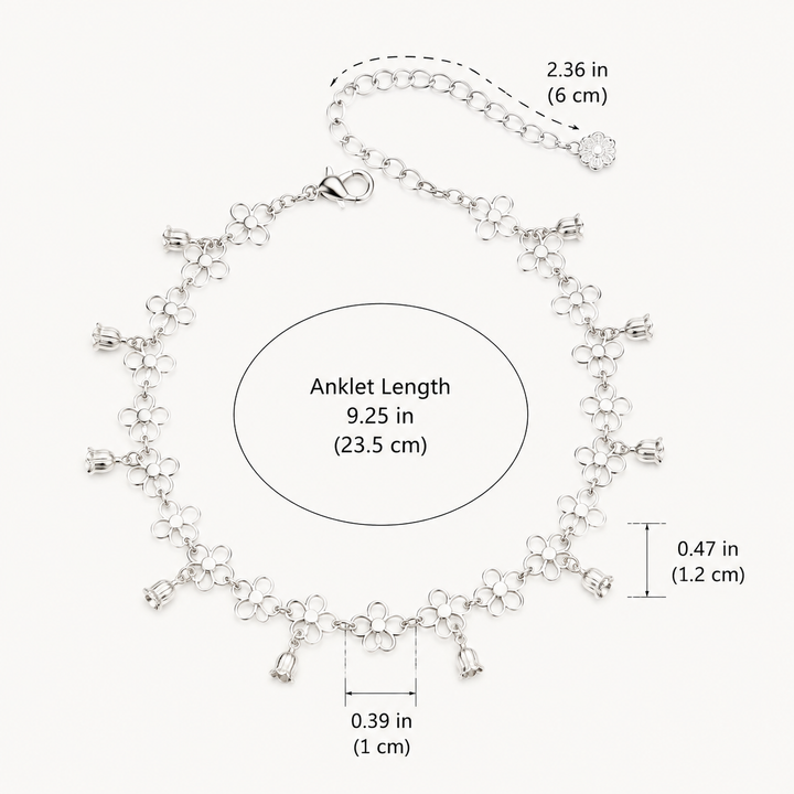 Floral Bell Charm Anklet