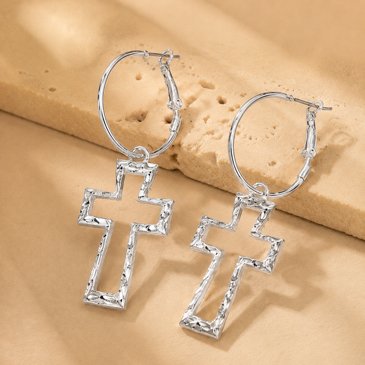 Vintage Cross Hoop Earrings