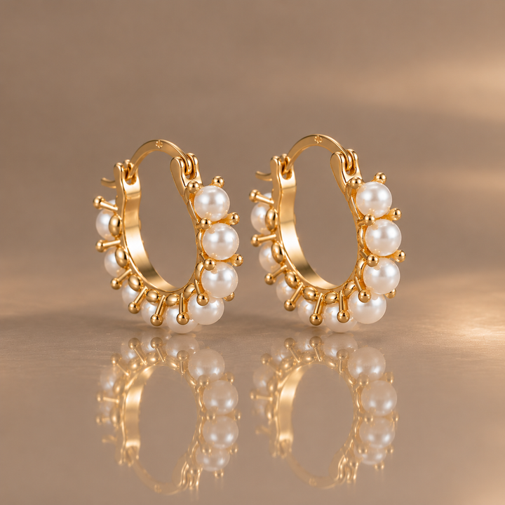 Pearl Charm Hoop Earrings