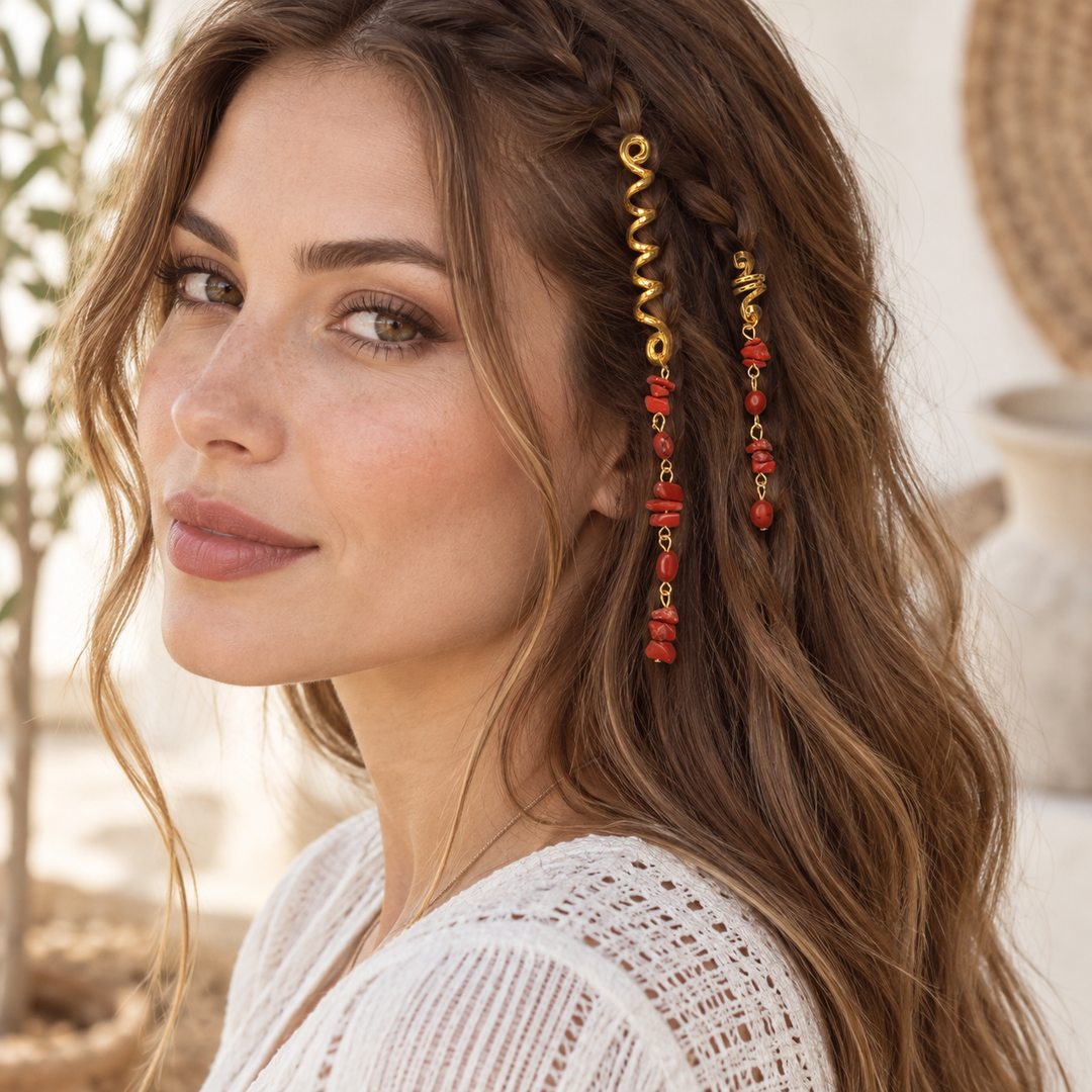 Boho Stone Tassel Hair Accessory