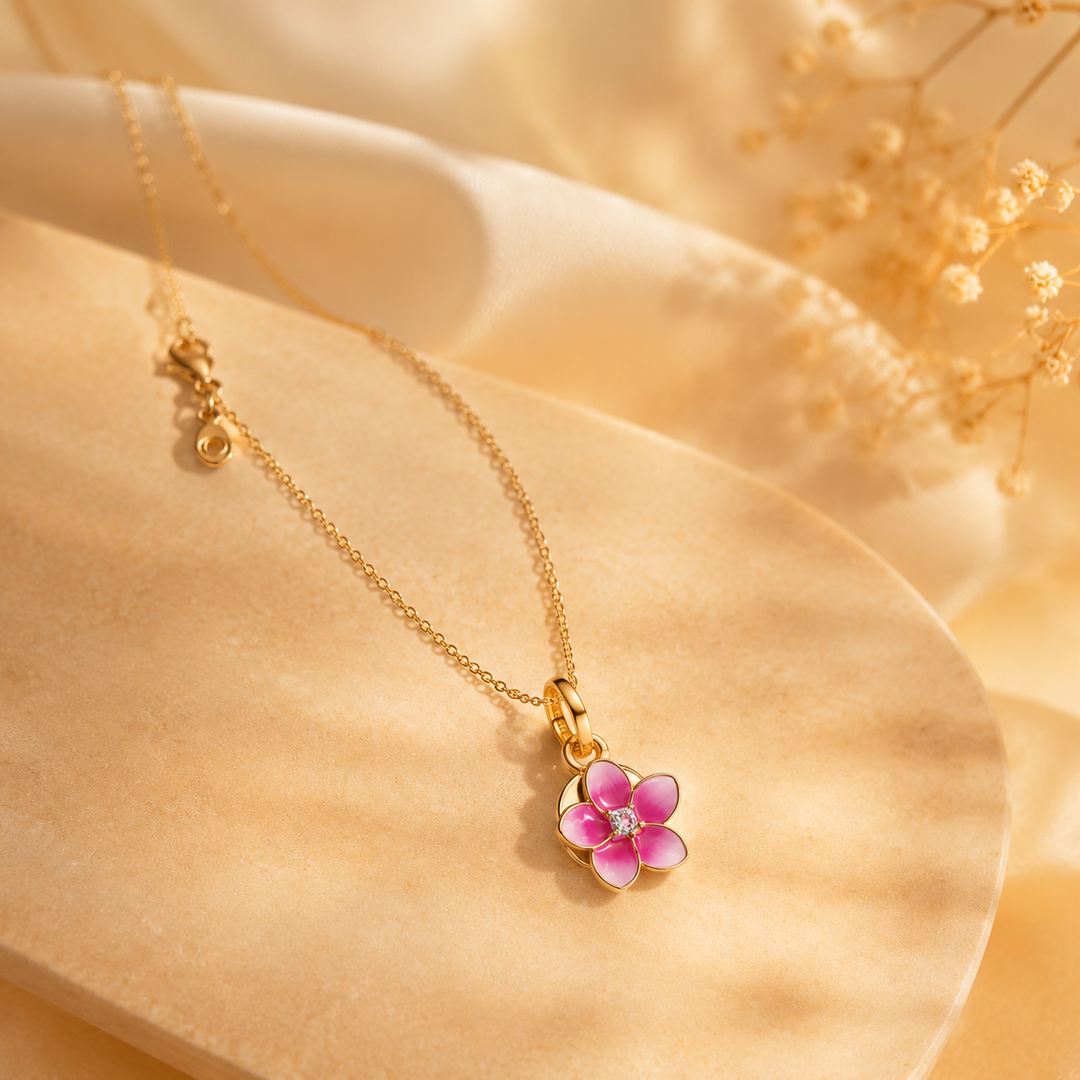 Pink Flower Pendant Necklace