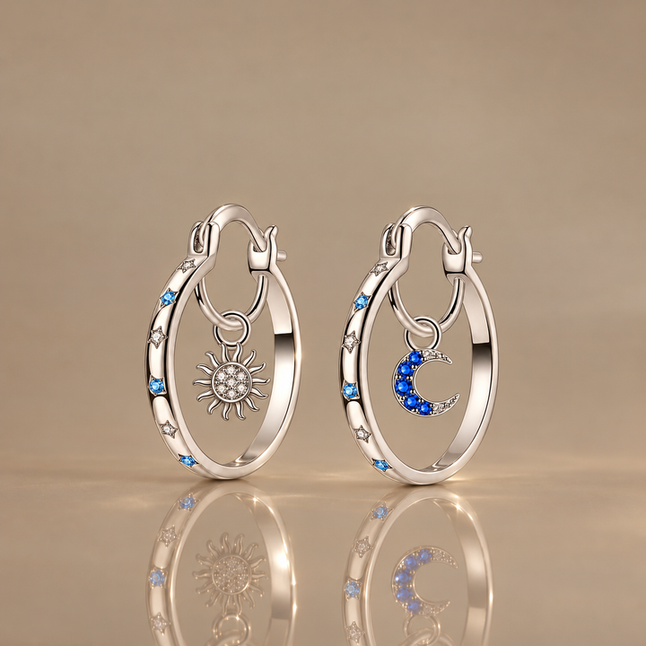 Celestial Sun &amp; Moon Hoop Earrings