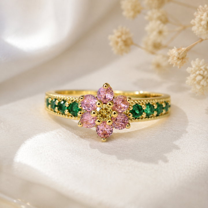 Floral Zircon Ring