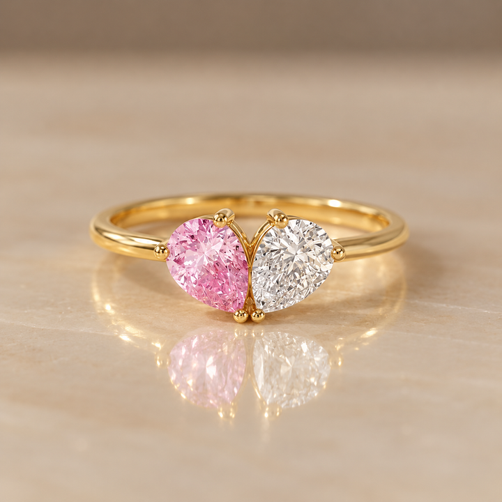 Two-Tone Heart Zircon Ring