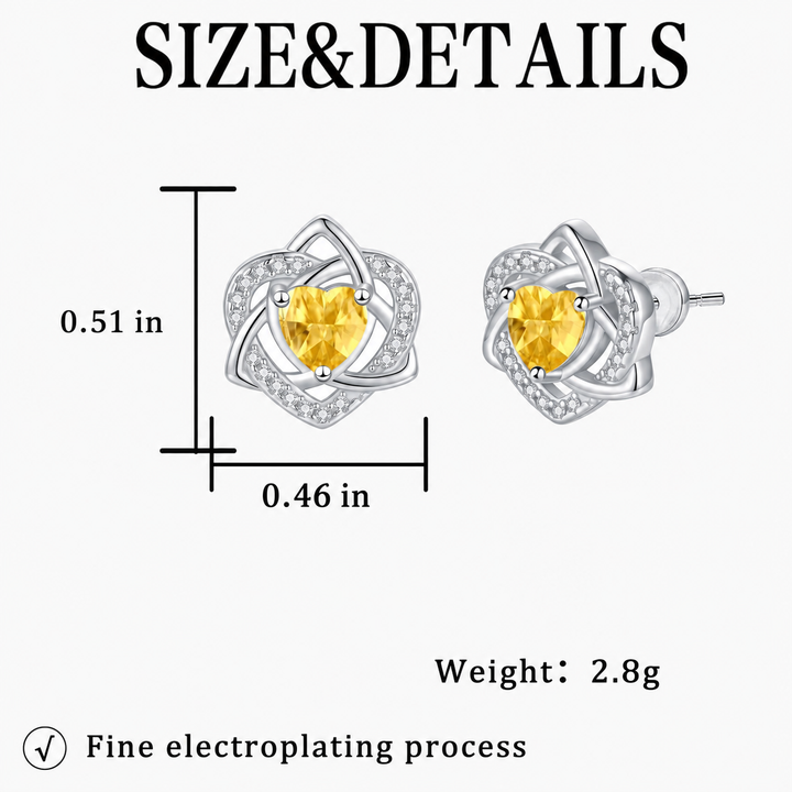 Heart Celtic Knot Birthstone Stud Earrings