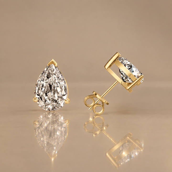 Pear Cut Moissanite Stud Earrings