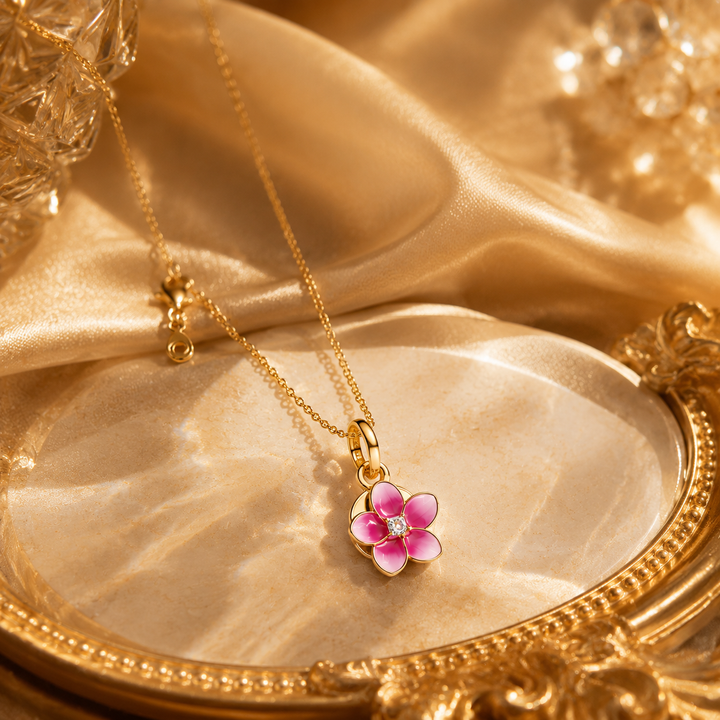 Pink Flower Pendant Necklace