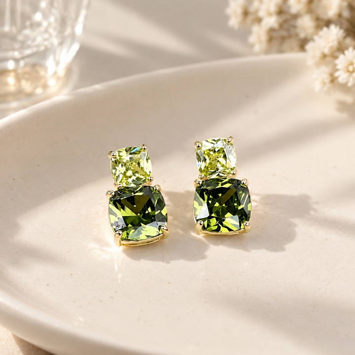 Verdant Duo Peridot Stud Earrings