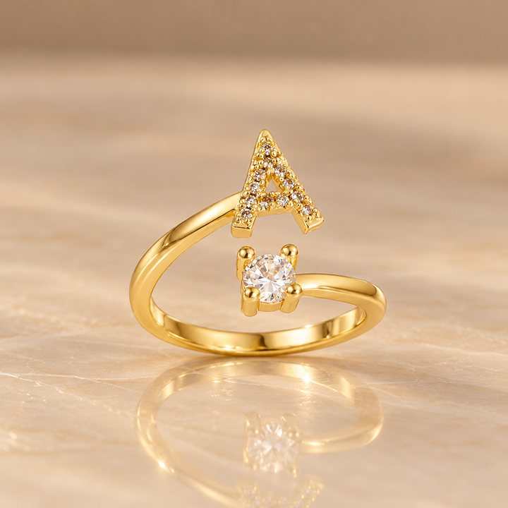 Crystal Letter Ring