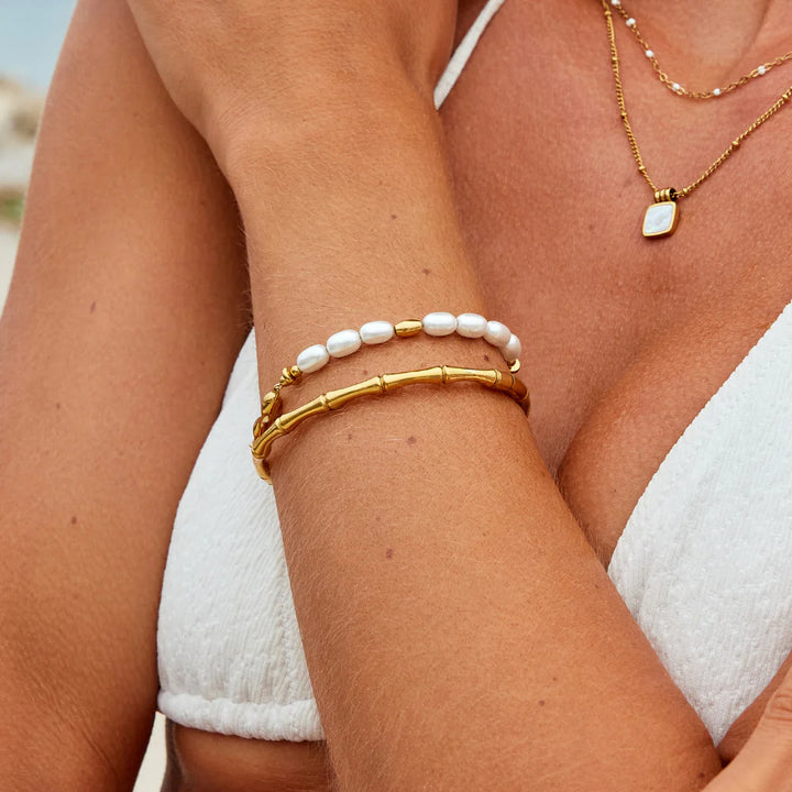 Bamboo-Inspired Gold Bracelet