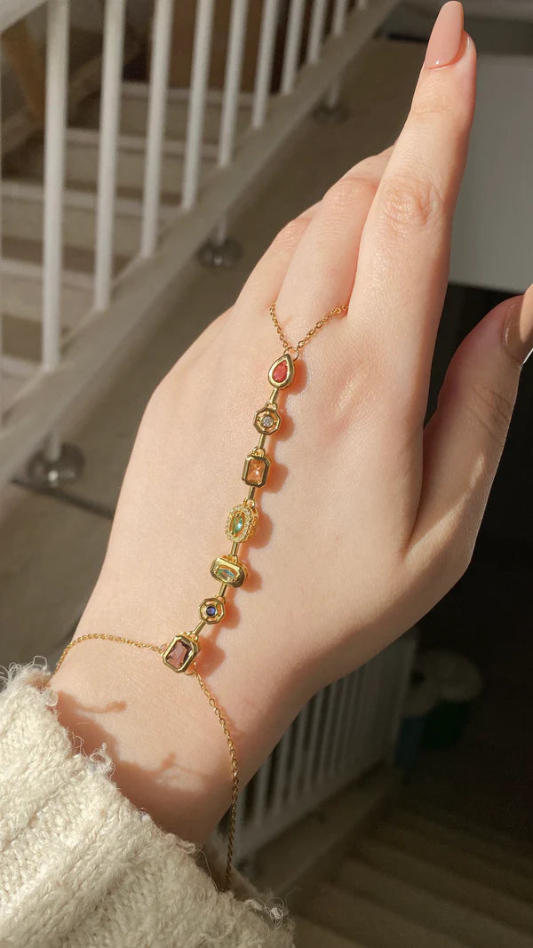 Multi Gem Vertical Chain Bracelet