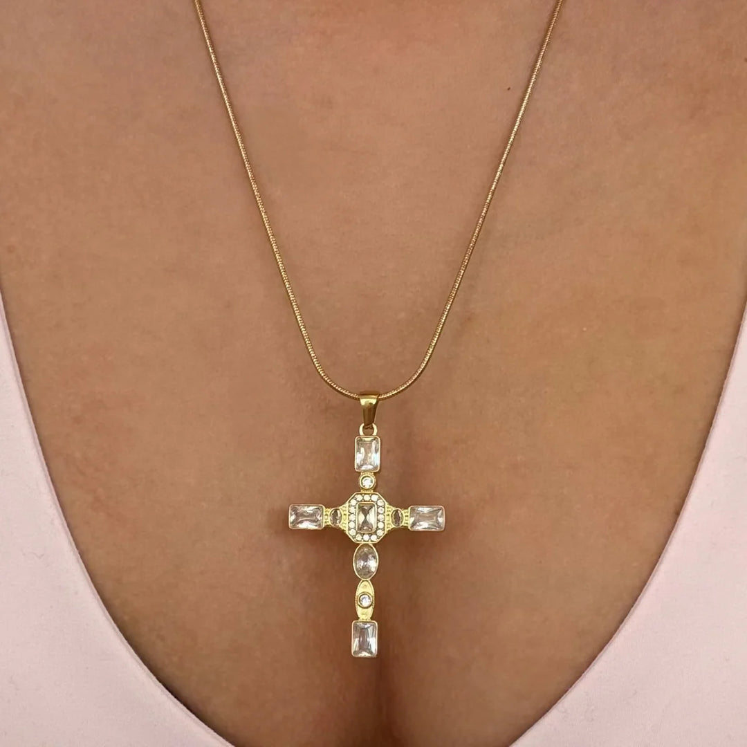 Crystal Cross Pendant Necklace