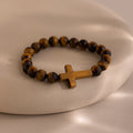 Tiger Eye Stone Cross Bracelet