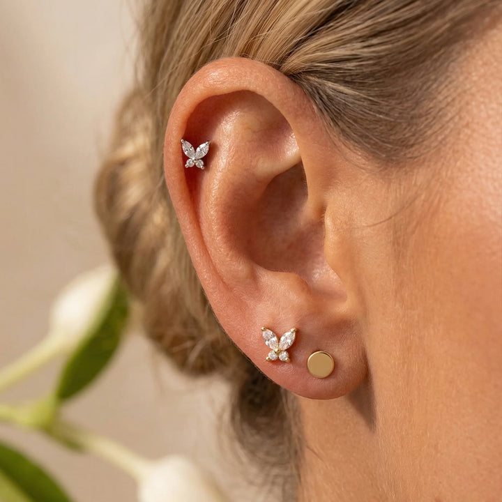 Minimal Round Disc Stud Earrings