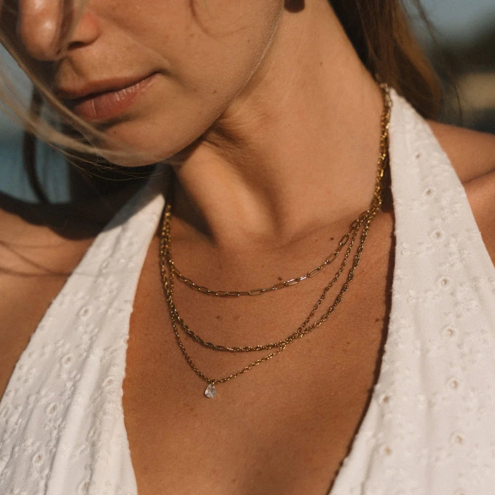 Layered Chain Necklace with Pendant