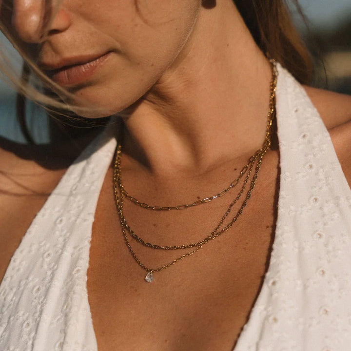 Layered Chain Necklace with Pendant