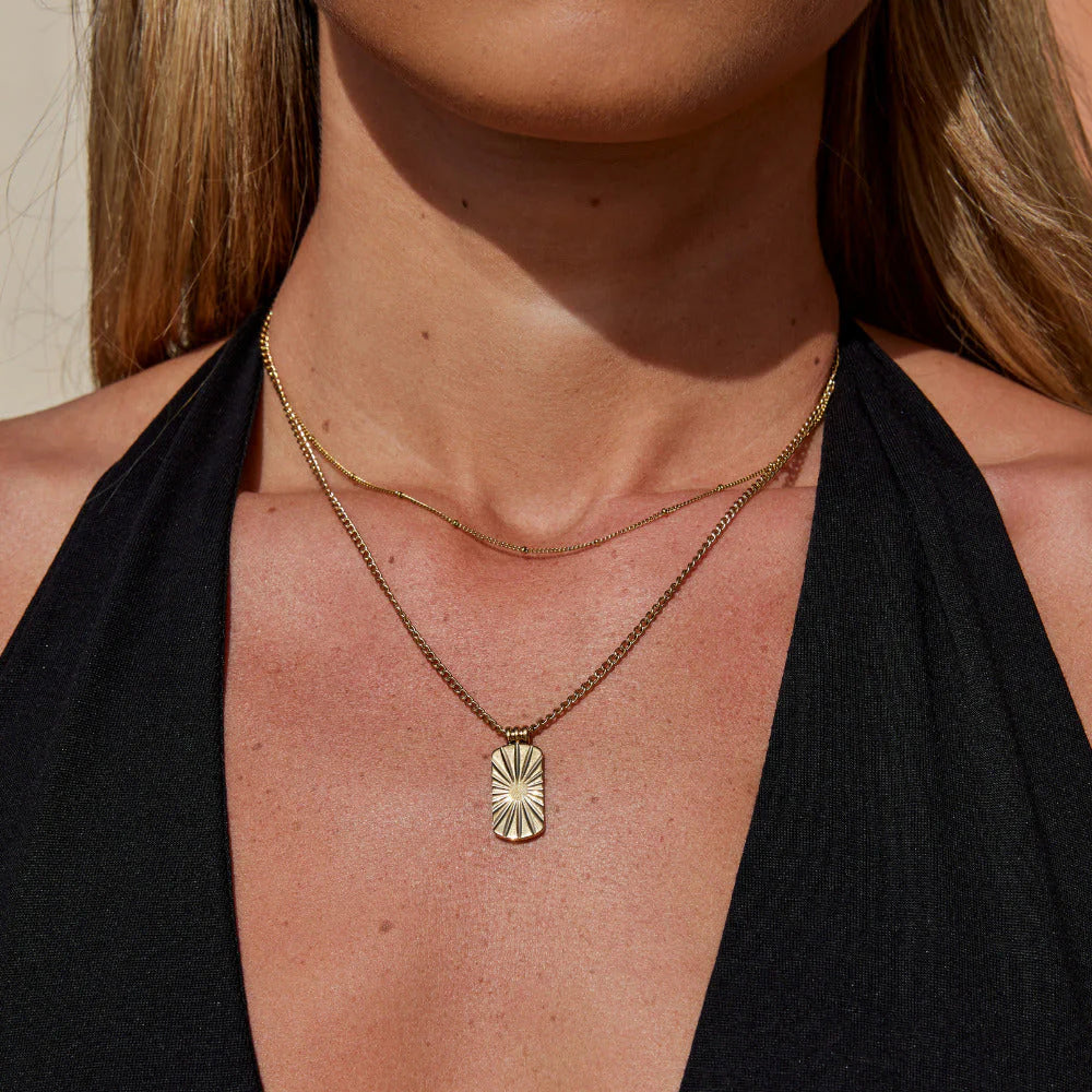 Sunburst Gold Pendant Necklace