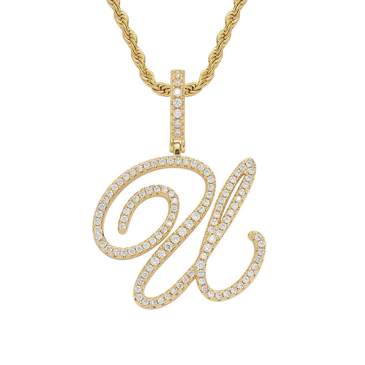 Personalized Letter Zircon Pendant Necklace