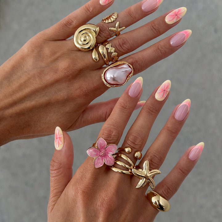 Colorful Ocean-Inspired Ring Set
