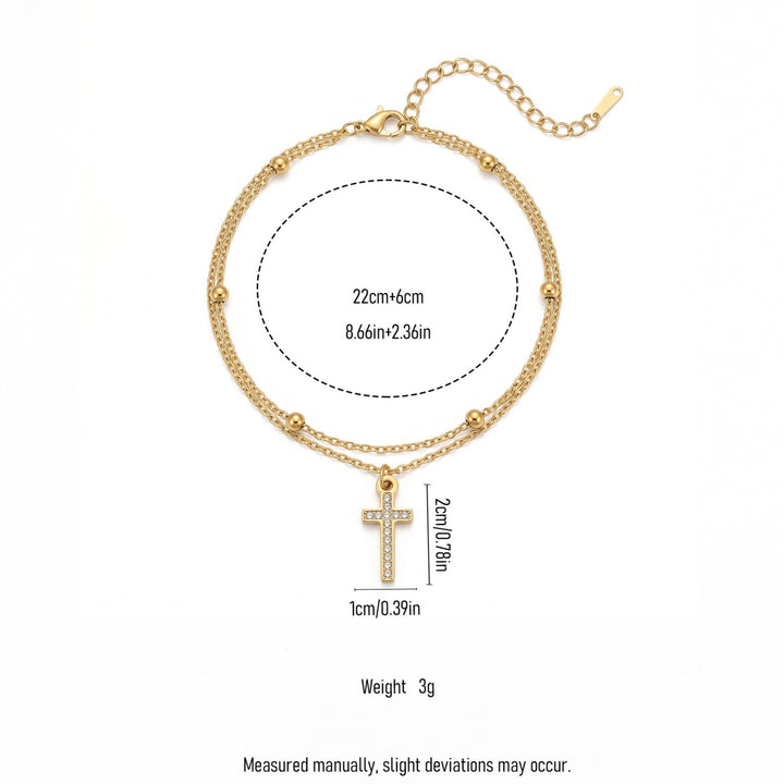 Cross Charm Layered Anklet