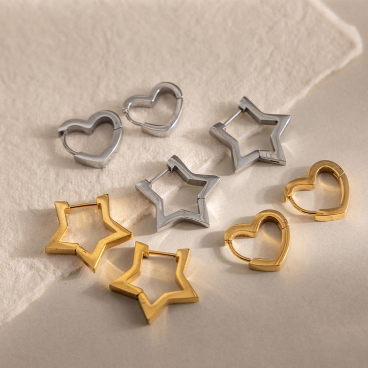 Heart &amp; Star Hoop Earrings
