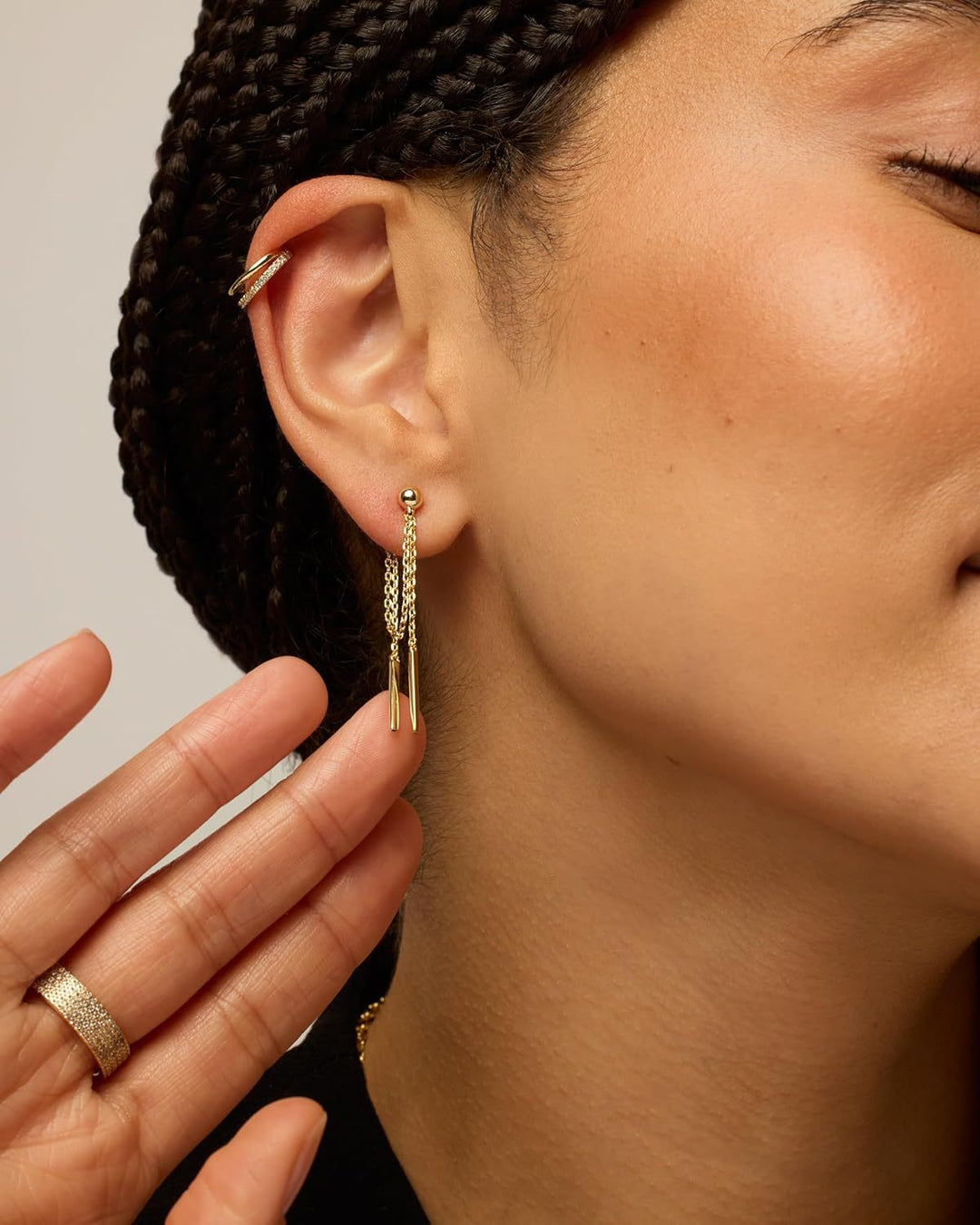 Cubic Zirconia Ball Threader Earscapes