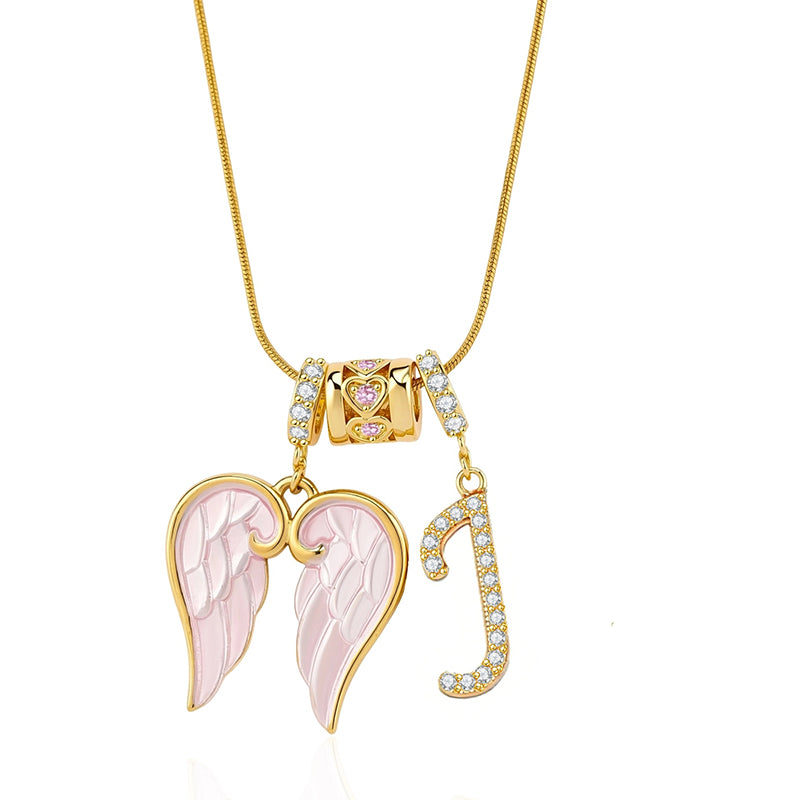 Angel Wings Initial Necklace