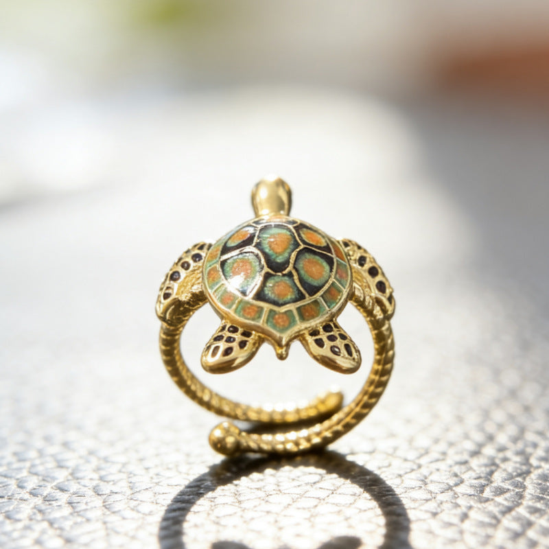 Sea Turtle Enamel Ring