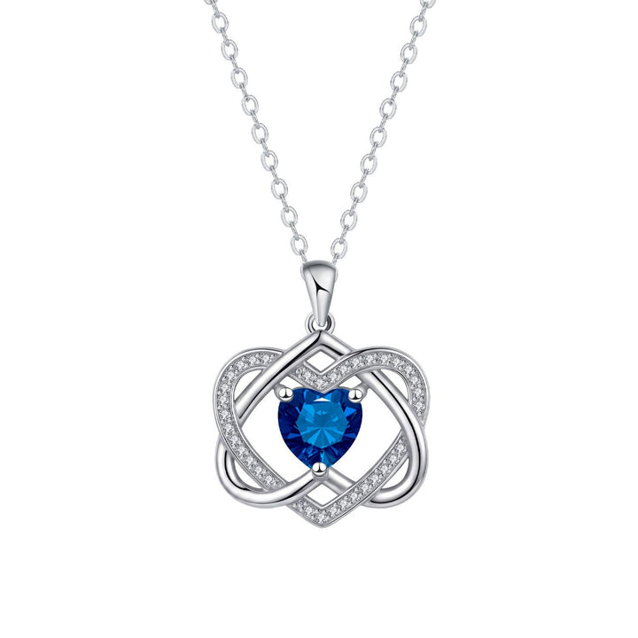 Double Heart Celtic Knot Birthstone Necklace