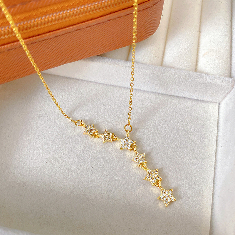 Gold Star Drop Necklace