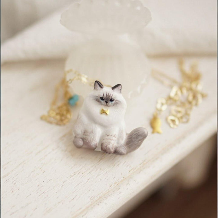 Cute Cat Flower Pendant Necklace