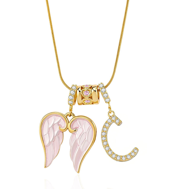 Angel Wings Initial Necklace