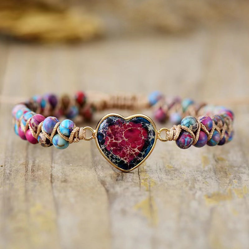 Heart Imperial Stone Woven Bracelet