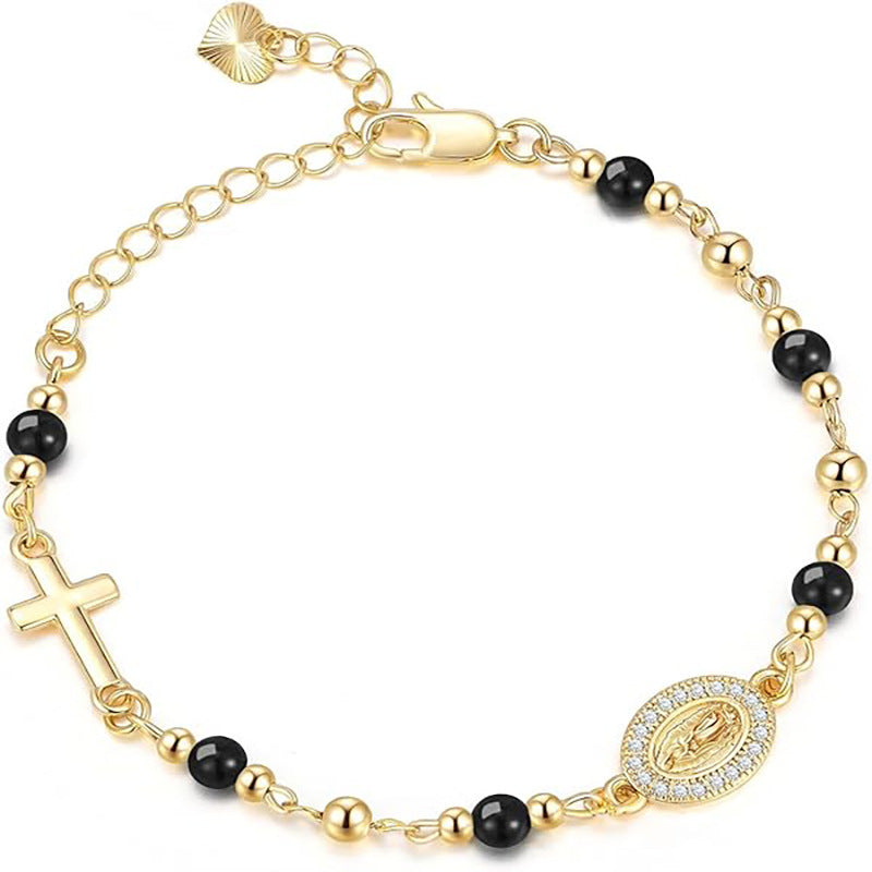 Cross Charm Beaded Bracelet