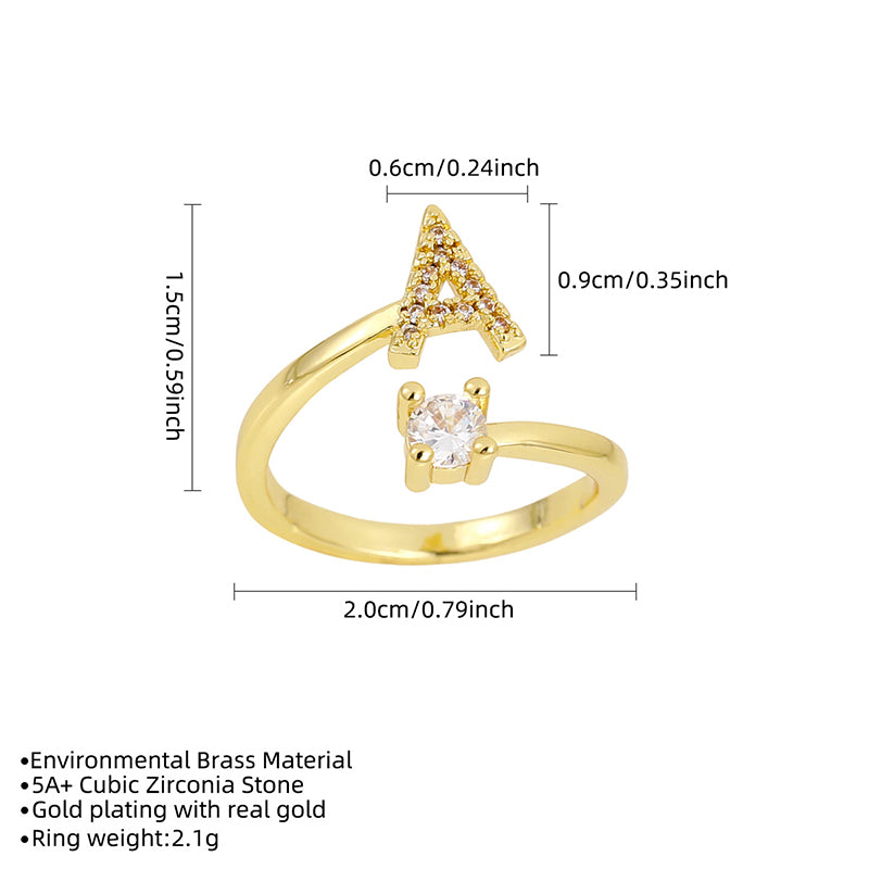 Crystal Letter Ring