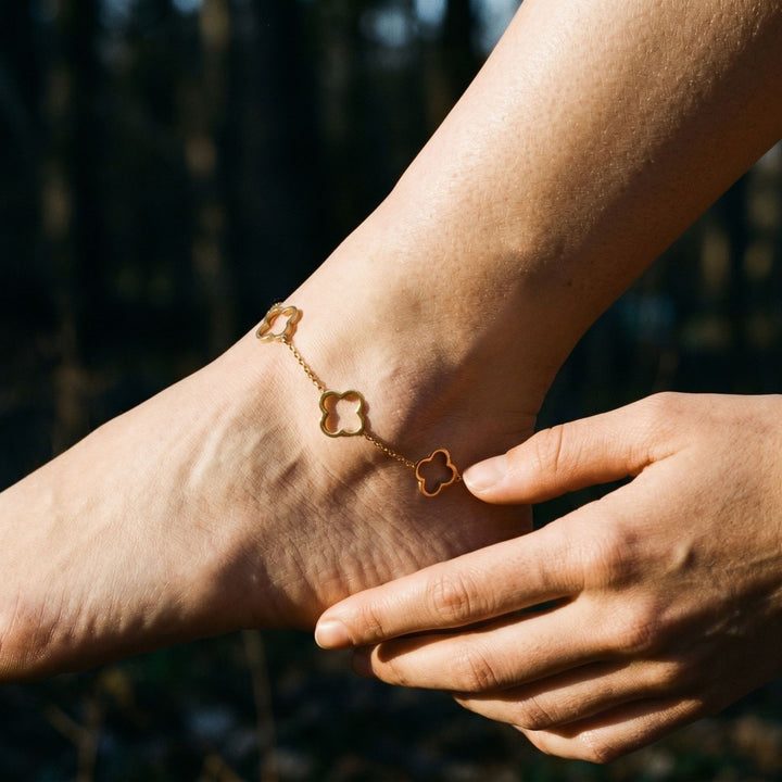 Four-Leaf Clover Charm Anklet