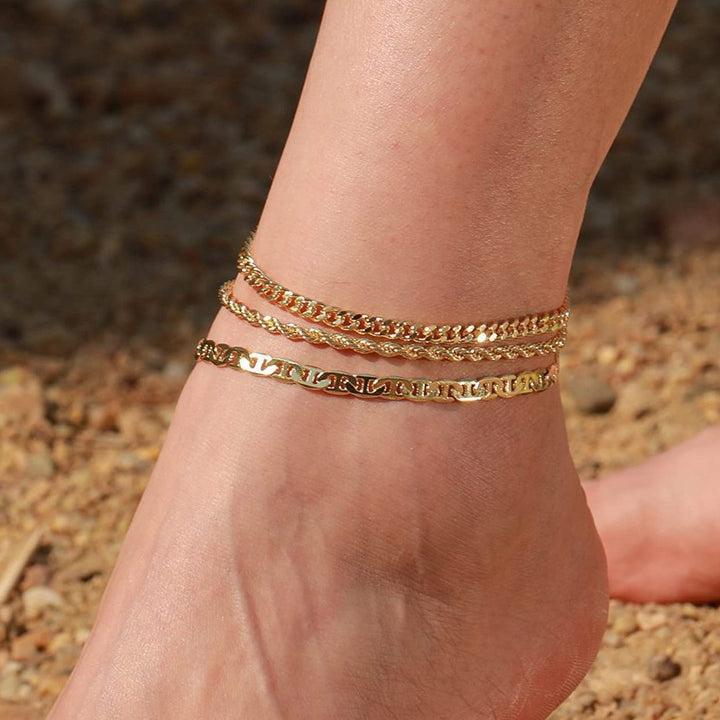 Triple Layer Chain Anklet Set