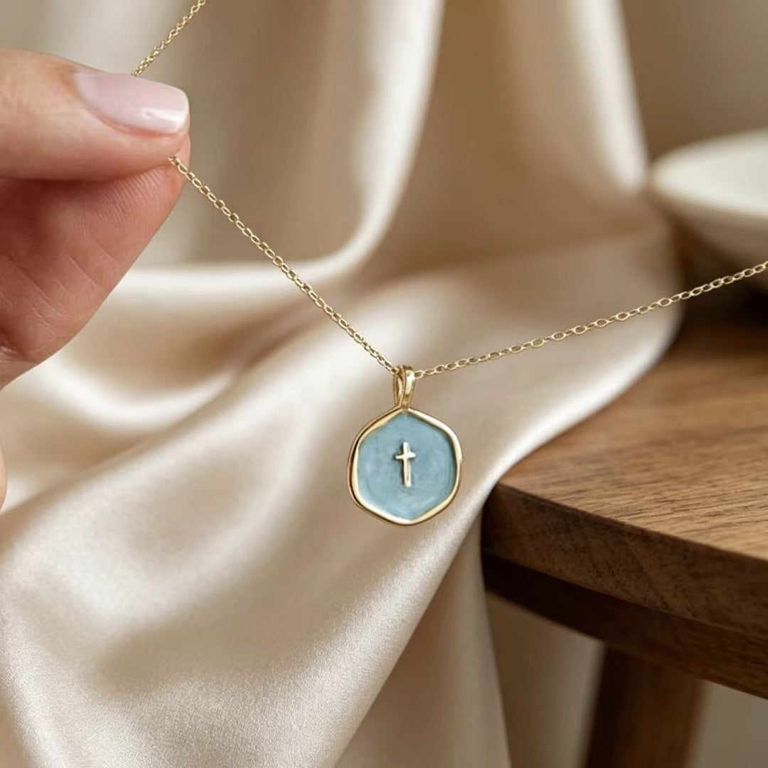 Minimalist Hexagon Cross Necklace