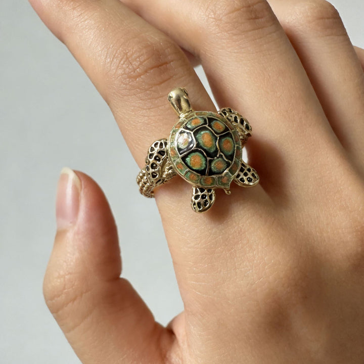 Sea Turtle Enamel Ring