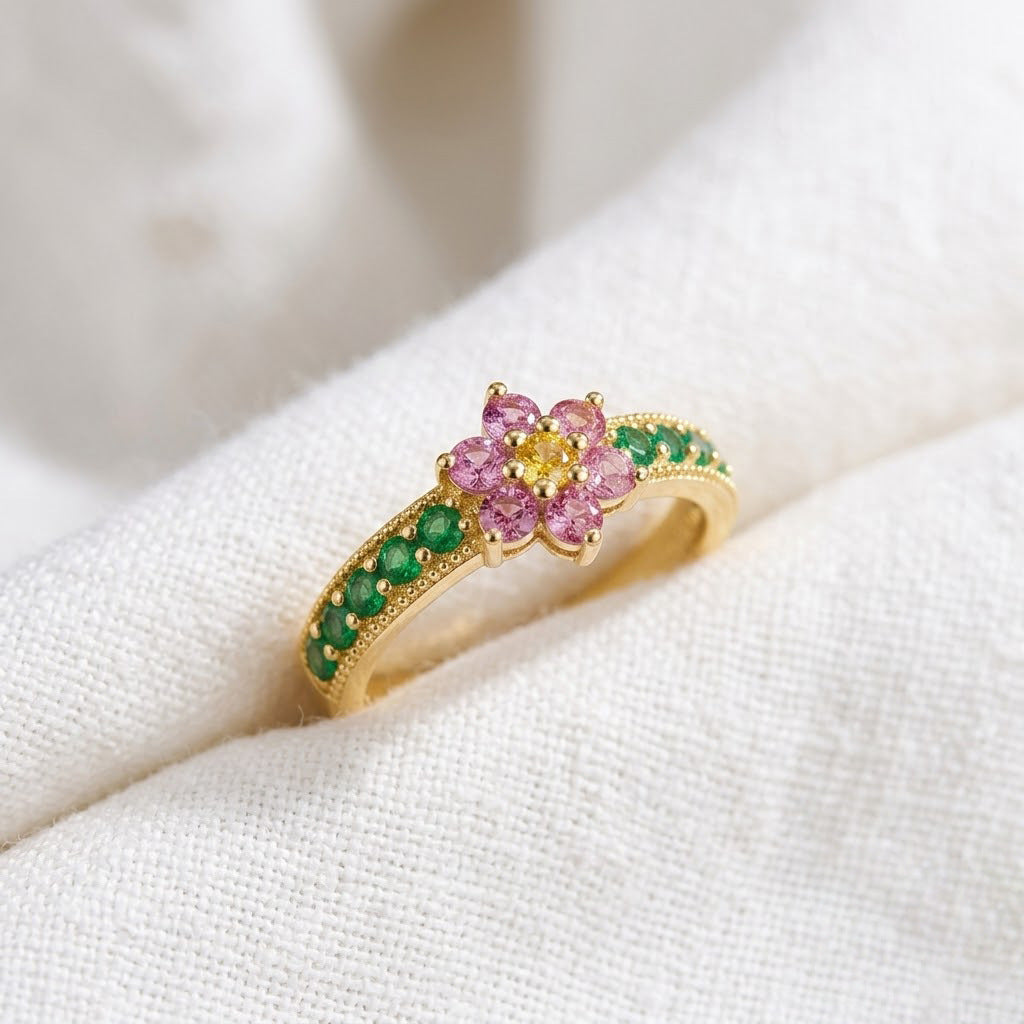 Floral Zircon Ring