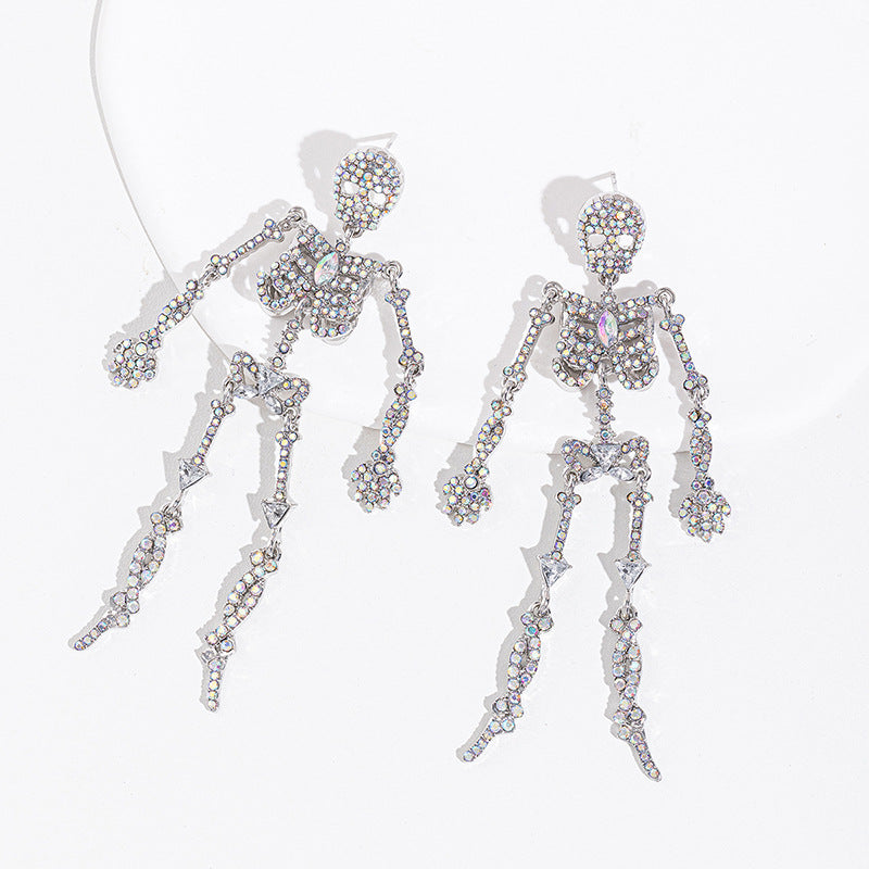 Cubic Zirconia Skeleton Drop Earrings
