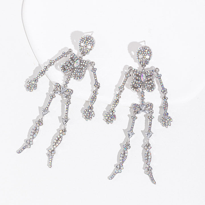 Cubic Zirconia Skeleton Drop Earrings